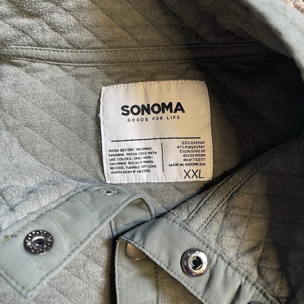Sonoma Quilted Snap Pullover Mock Neck Sweatshirt XXL sage Green cozy cabin - Picture 4 of 8
